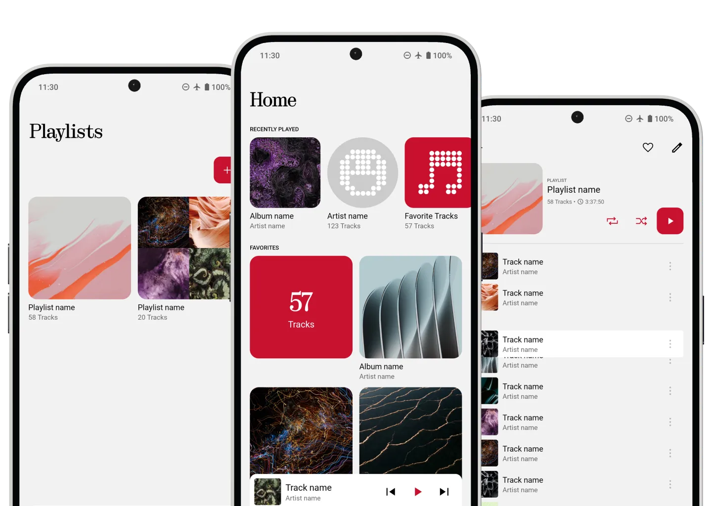 The home and playlists screen.